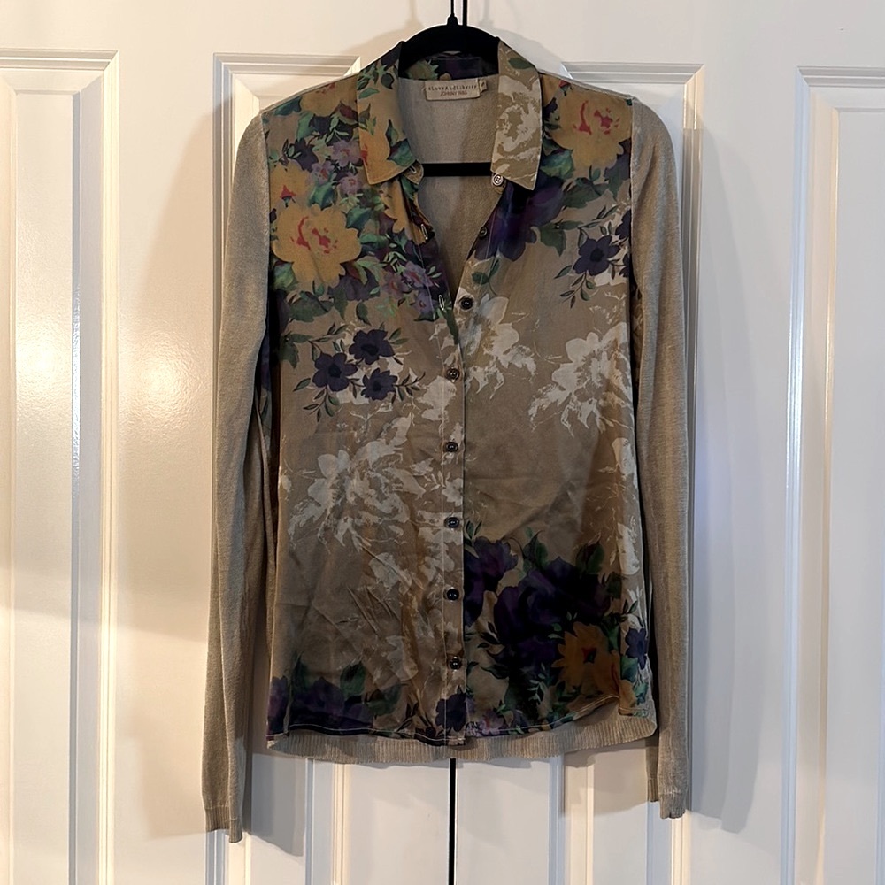 4 Love And Liberty, Johnny Was, Silk and Cashmere Floral Button Up, Size S
